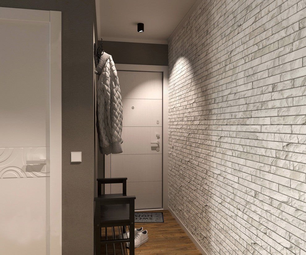White Grey Stone 3D Wall Panels, Set of 10, Covers 69 Sq Ft