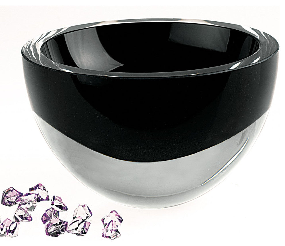 Jet Black Penelope Mouth Blown European Lead Free Crystal Bowl, 6"