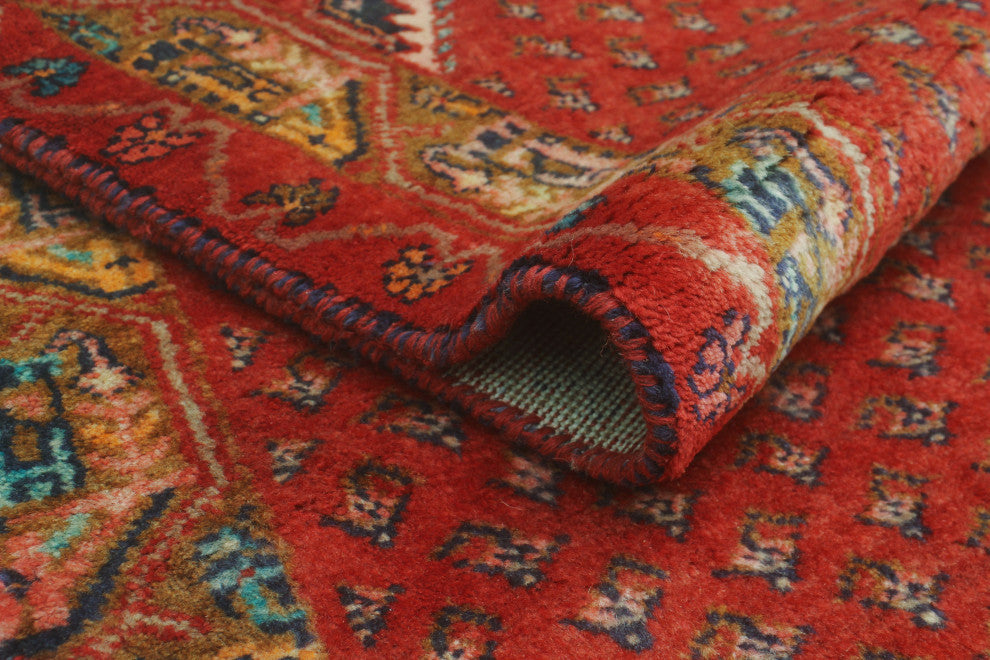 Fine Vintage Distressed Sacide Red/Navy Runner, 2'5x10'5