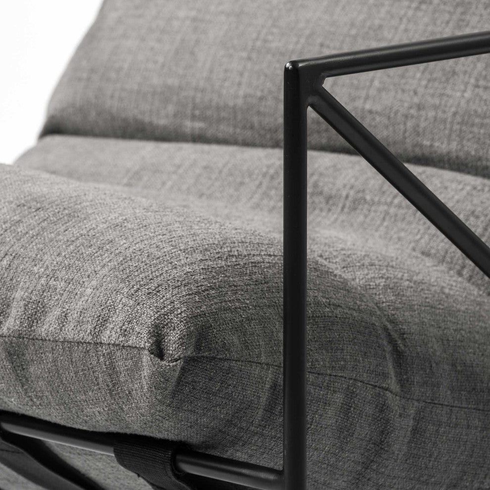 HomeRoots Grey Fabric Wrap Accent Chair With Black Metal Frame