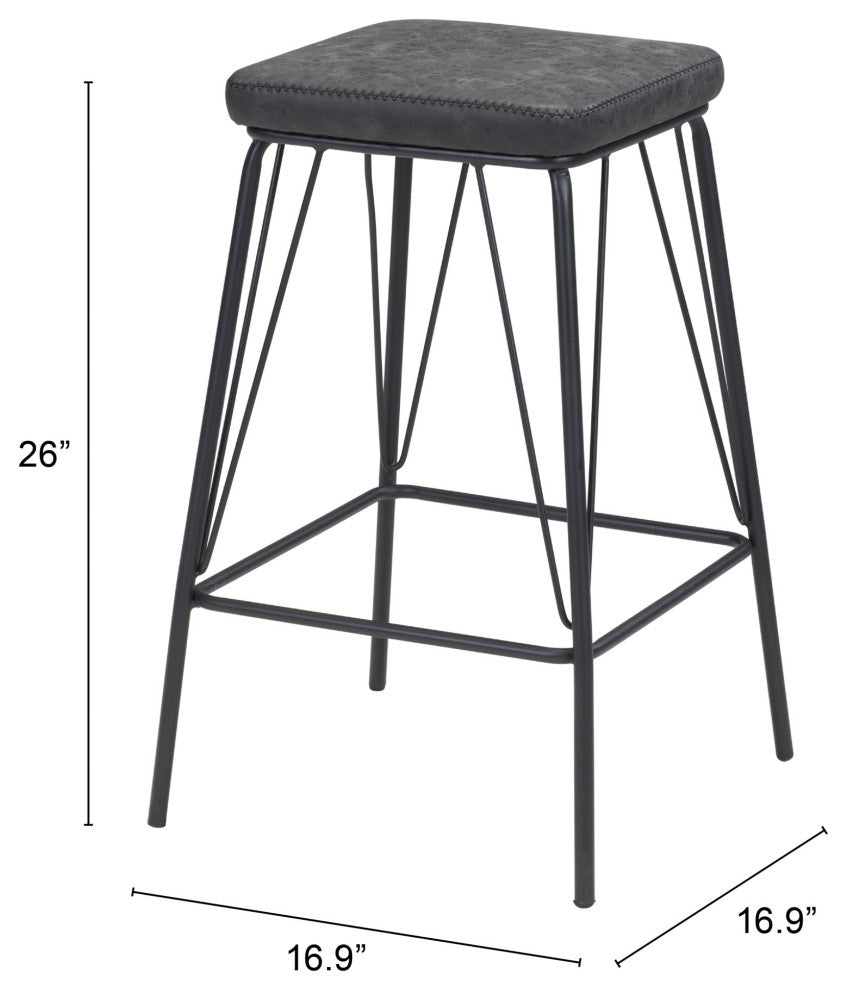 Samuel Counter Stool, Set of 2 Vintage Black