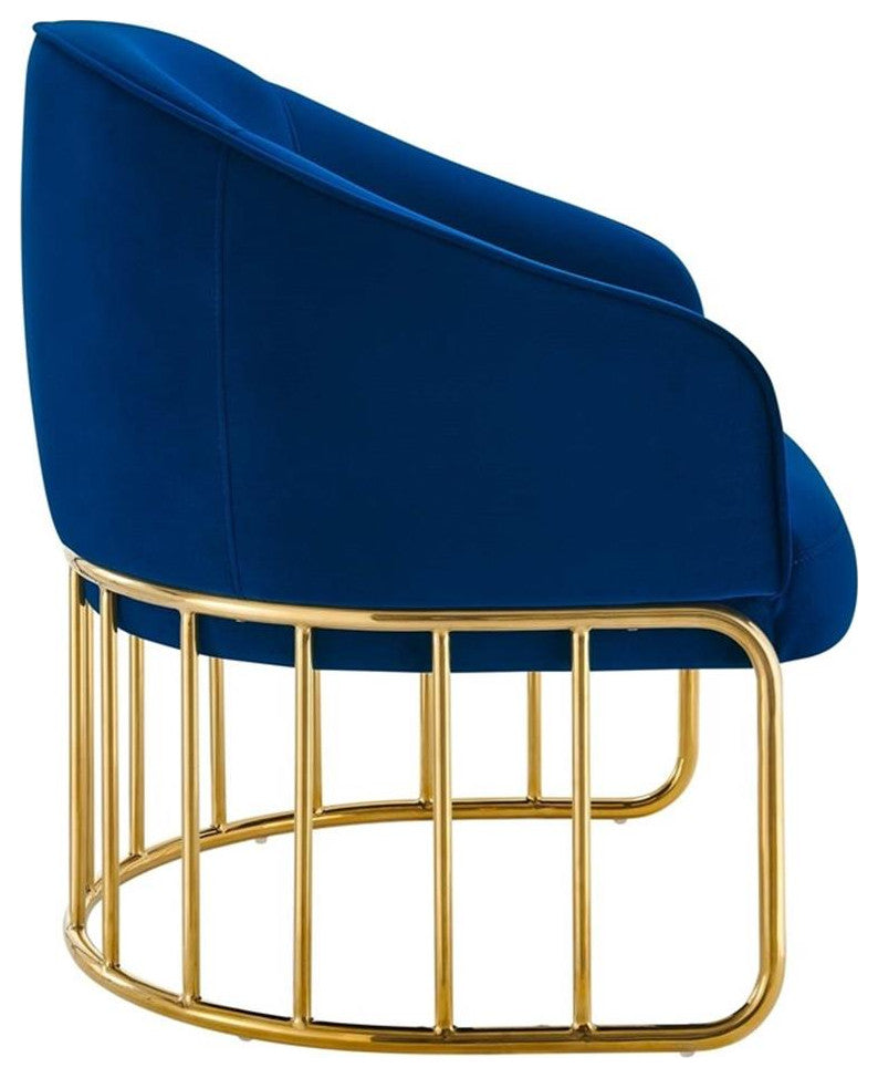 Legacy Performance Velvet Armchair, Navy