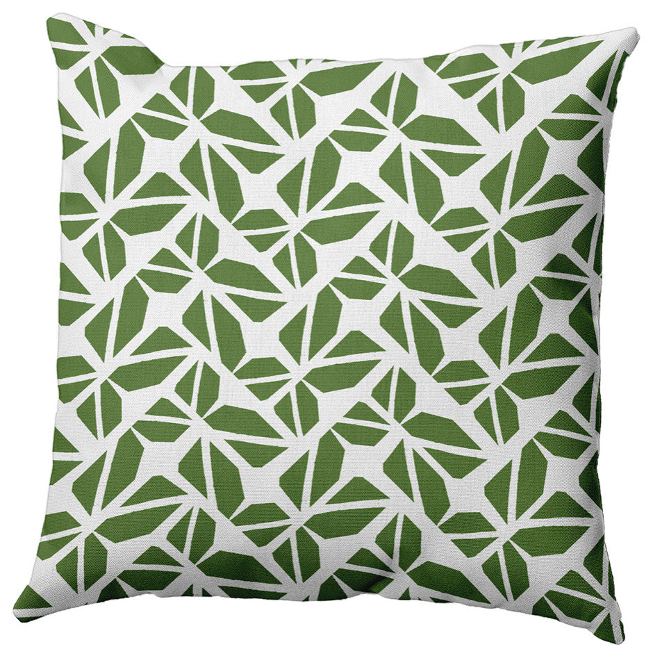 Kaleidoscope Graffiti Indoor/Outdoor Throw Pillow, Scallion, 18"x18"