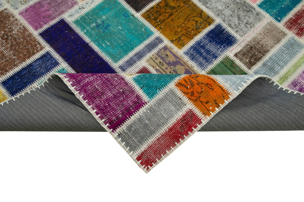 Rug N Carpet - Handwoven Oriental 6' 10" x 9' 9" Decorative Patchwork Area Rug