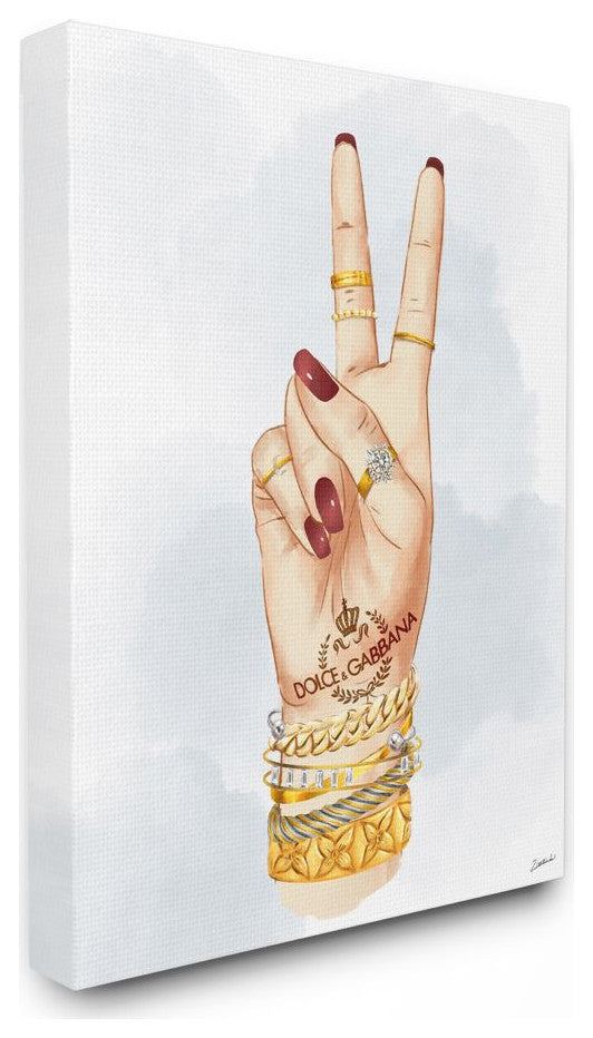 Designer Peace Hand Sign with Golden Accessories24x30