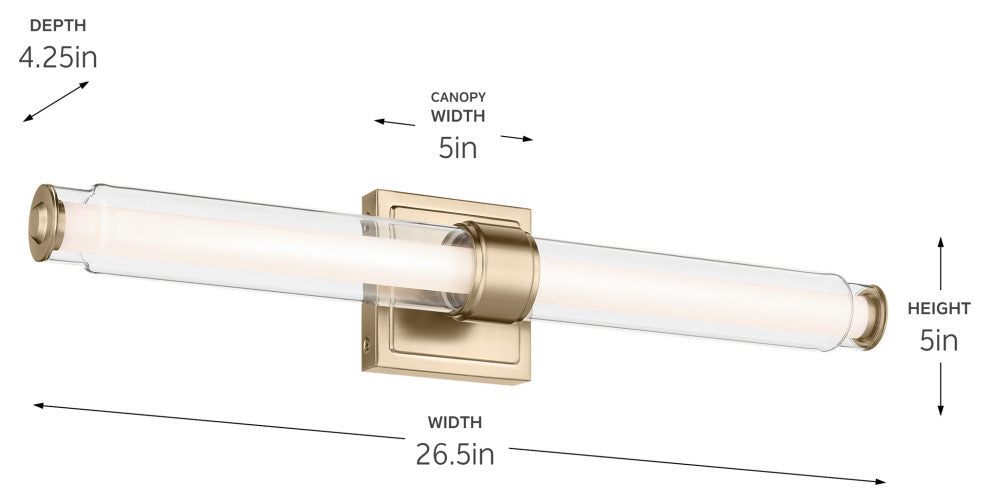 26.5" Linear Bath Bar Medium LED With Clear Glass