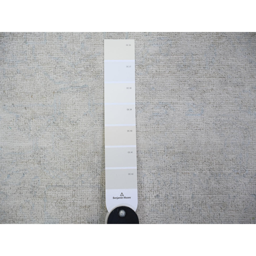 White Wash Peshawar Wool Hand Knotted Oriental Rug, 2'8"x9'7"