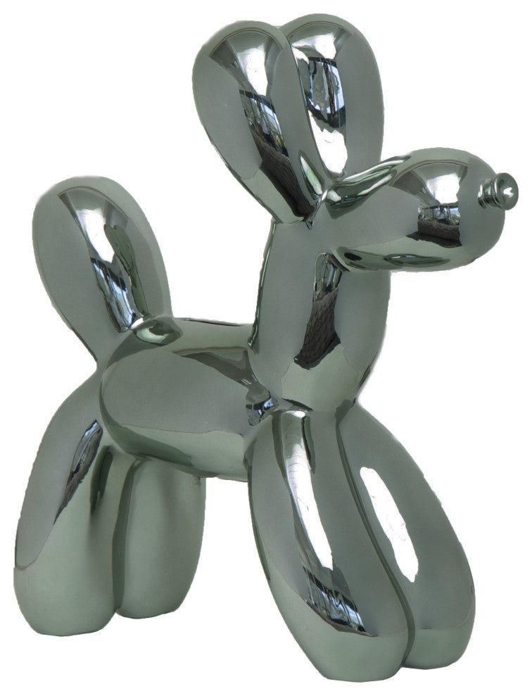 Interior Illusions Plus Ceramic Dog Piggy Bank - 12" tall, Graphite