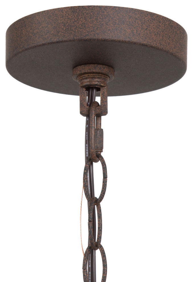 LNC Farmhouse Bronze Distressed Wood Cylinder Chandelier, 6.1" Width