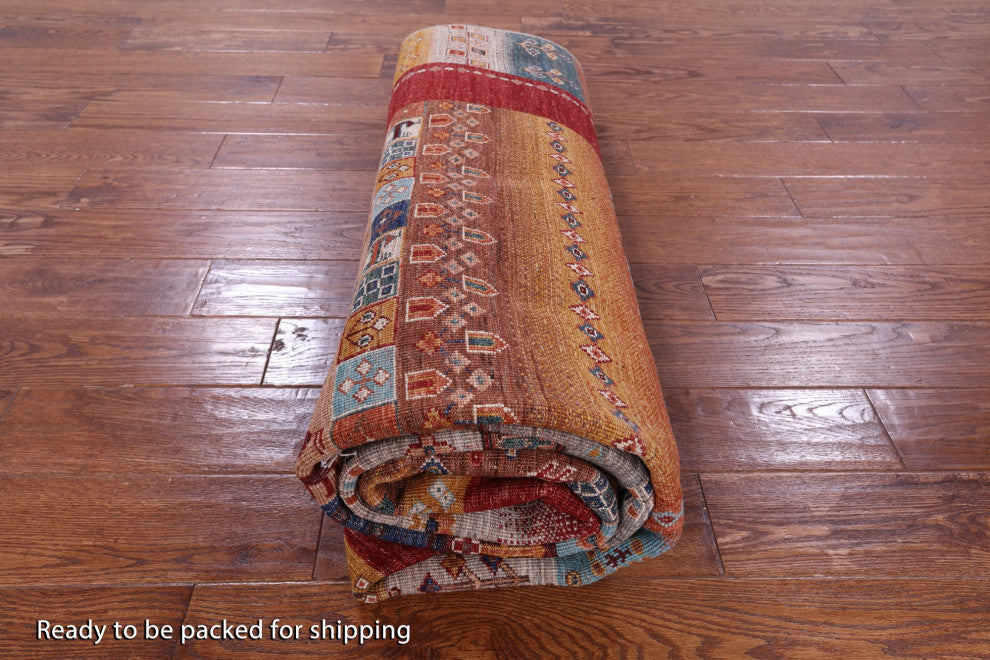 6' 8" X 9' 8" Persian Gabbeh Tribal Handmade Wool Rug Q10444