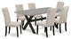 X697El635-7, 7-Piece Small Table Set, 6 Chairs and Table Solid Wood Frame