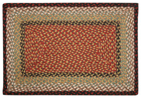 Earth Rugs RC-19 Burgundy / Mustard Rectangle Braided Rug 3 Feet x 5 Feet