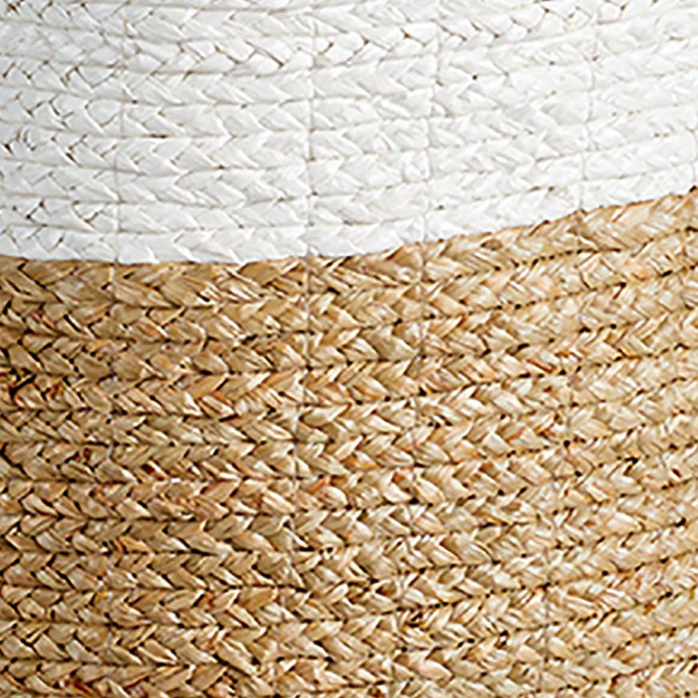 Set 2 Contemporary Casual Natural White Tall Tote Baskets with Handles Large