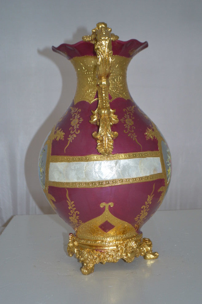 decoration Vase Gold and Pink -  Size: 12"L x 9"W x 17"H.