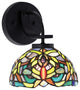 Cavella 1 Light Wall Sconce, Matte Black Finish, 7" Kaleidoscope Art Glass
