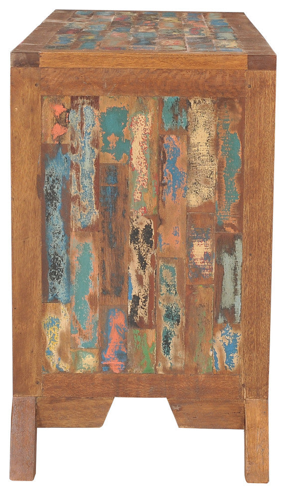 Marina Del Rey Recycled Teak Wood Cone Shaped Linen Cabinet, 72wx33h"