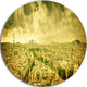 Paris Panorama With Scenic Sky, Cityscape Round Metal Wall Art, 36"