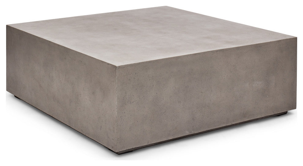 Bloc Square Concrete Coffee Table, Dark Gray, 48"
