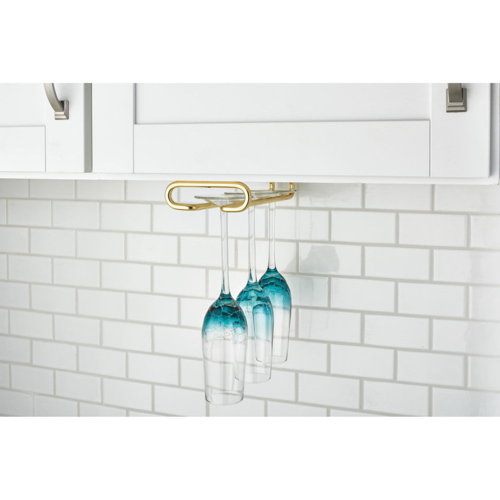 11" Under Cabinet Stemware Holder, Brass