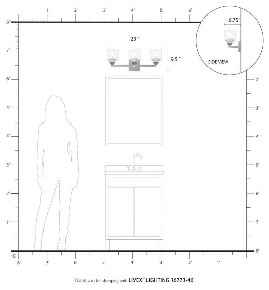 Aragon 3 Light Black Chrome Vanity Sconce