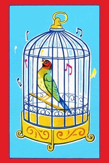 Song Bird in Cage- Canvas Poster 20" x 30"