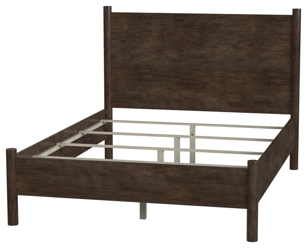 Lennon Rounded Leg Bed, Medium Brown, Queen