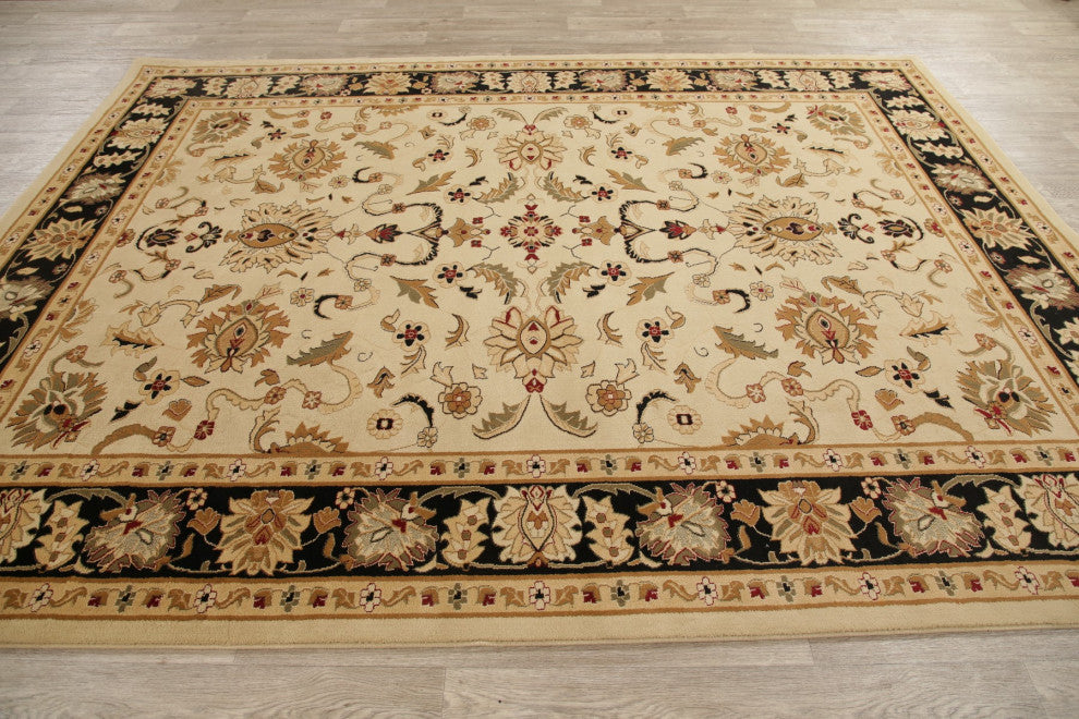 Oushak Oriental Carpet Traditional Turkish Area Rug, Beige, 10'6"x7'10