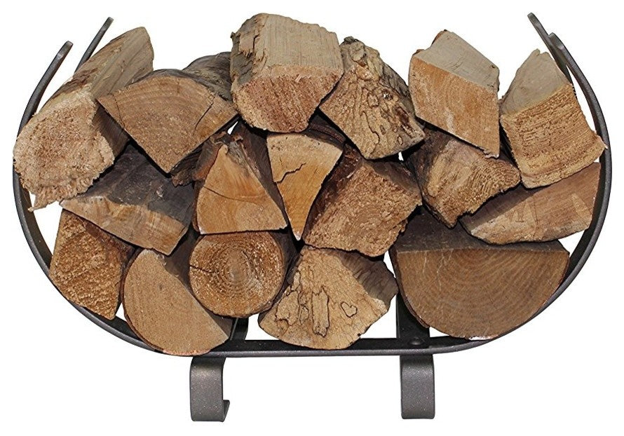 Small U Shaped Fireplace Log Rack, Hammered Steel