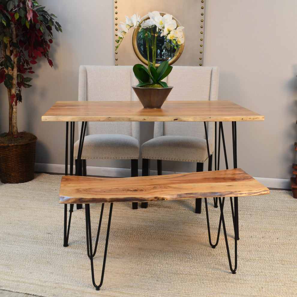 Seti Live Edge Dining Table, Natural and Black