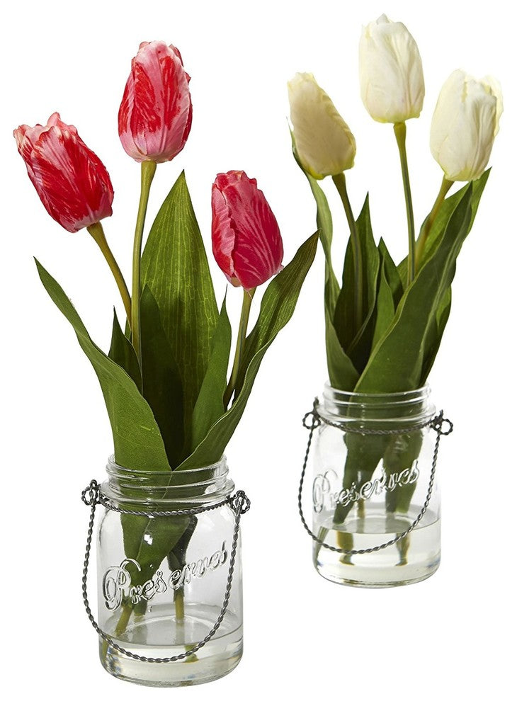 Tulip Artificial Arrangement, Jar, set of 2
