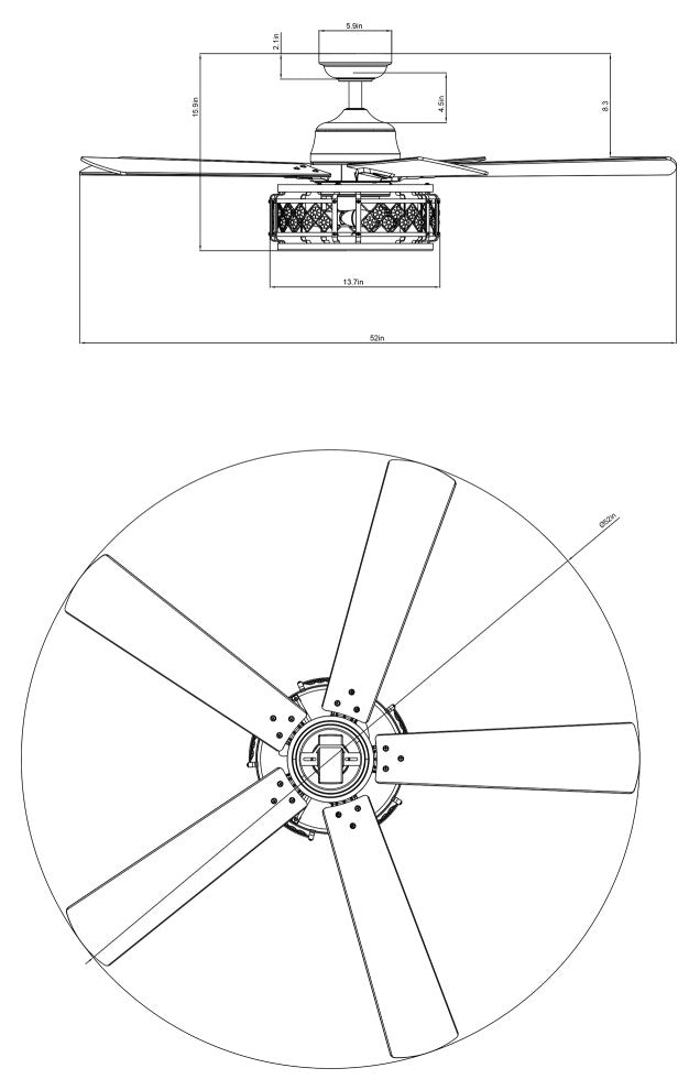 52-inch Modern Crystal Ceiling Fan With Remote