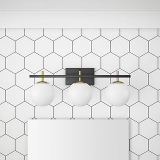 3-Light Bathroom White Glass Shades Vanity Wall Sconce