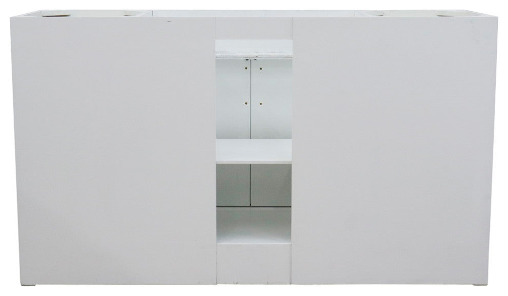 61" Single Sink Vanity, White Finish And Gray Granite And Rectangle Sink