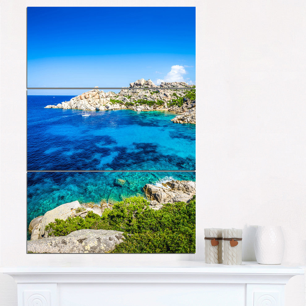 "Ocean Bay With Turquoise Water" Photo Metal Wall Art, 3 Panels, 28"x36"