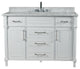 48" Single Vanity, White With White Carrara Marble Top