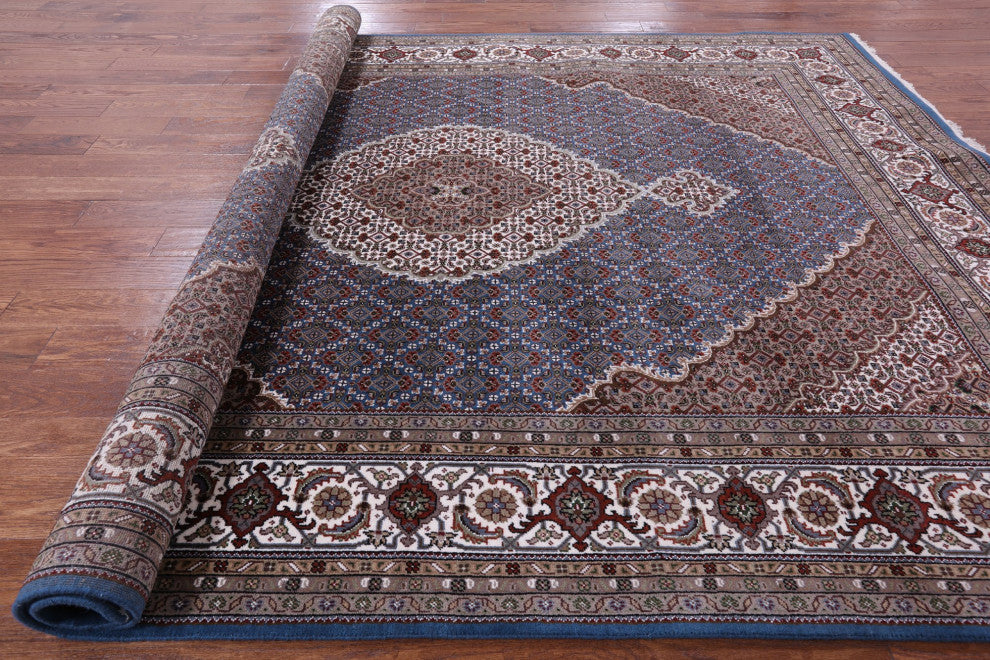8' 0" X 10' 2" Wool and Silk Persian Tabriz Handmade Rug Q8909