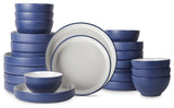 Christian Siriano Larosso Stoneware 24 Piece Dinnerware Set, Dark Blue