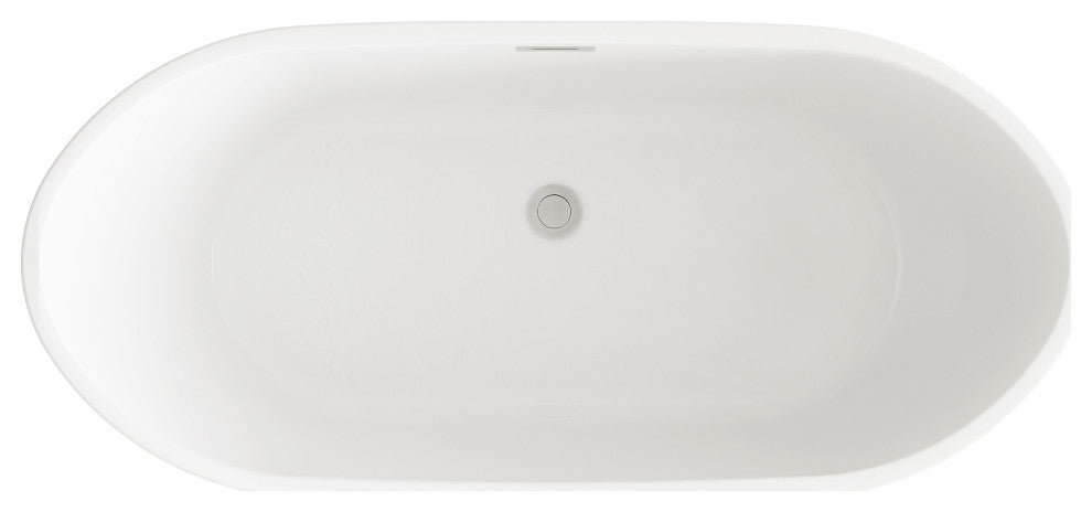 Igor 72" Soaking Bathtub, Glossy White With Brushed Nickel Trim
