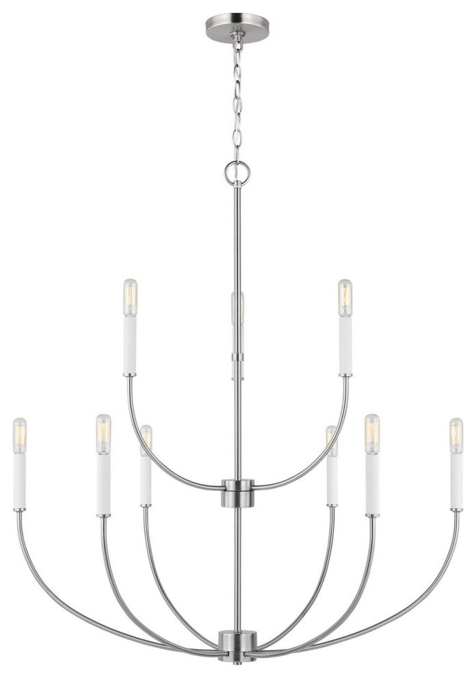 Visual Comfort Studio Greenwich Nine Light Chandelier, Brushed Nickel