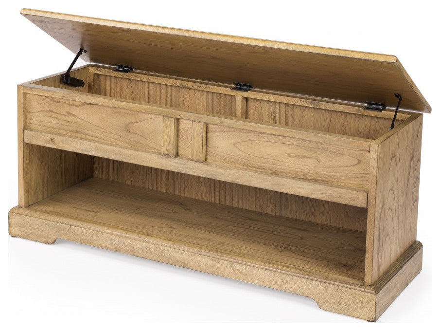 Natural Wood Classic Bench With Storage
