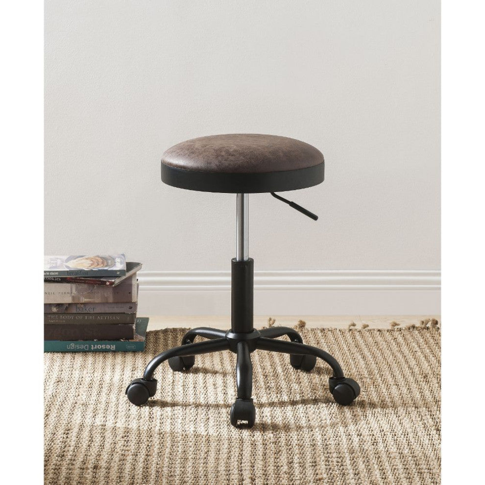 Acme Ouray Adjustable Stool With Swivel Set-2 Vintage Mocha PU and Black