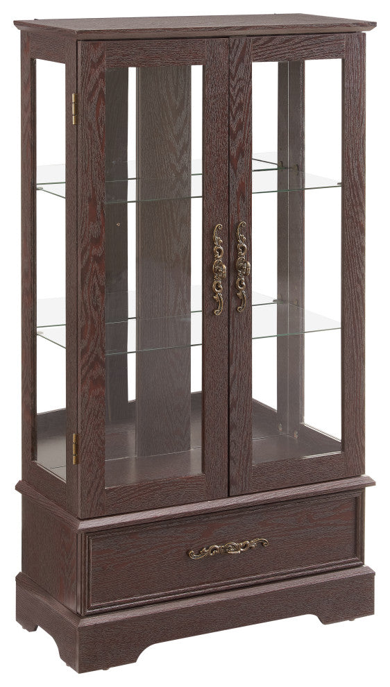 Gewnee Glass Cabinet Lighted Glass Cabinet Curio Display Cabinet