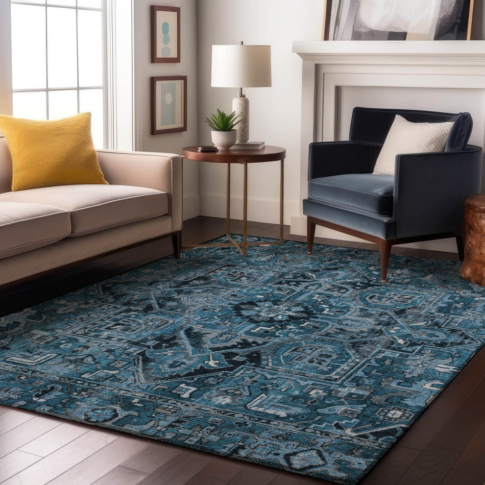 Premium Machine Washable Mayfield AMF570 Blue 8' x 10' Rug