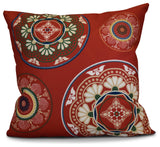 Medallions Geometric Print Pillow, Red, 16"x16"