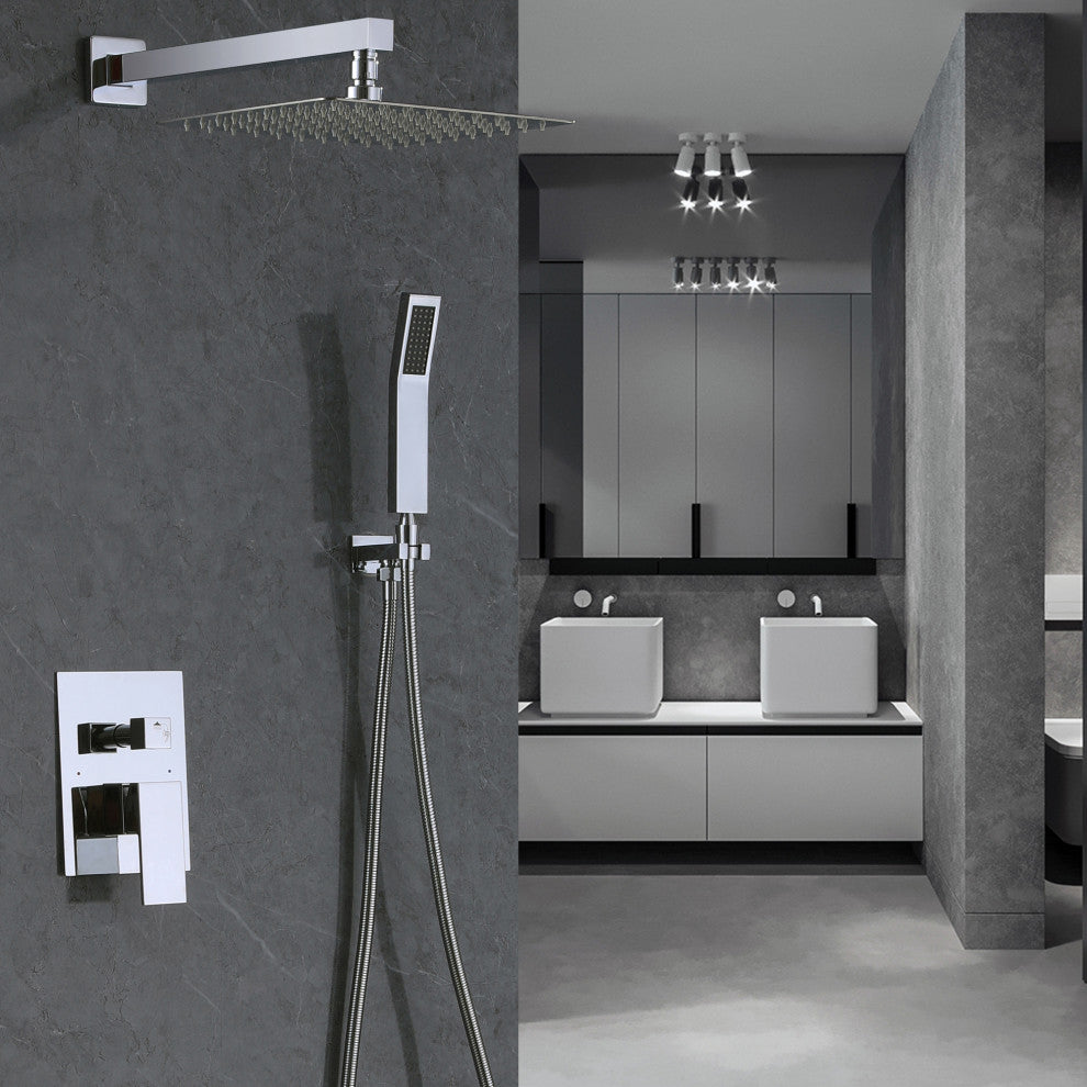 Wall Mounted Shower Faucet with Handheld Shower & Embedded Box, Brushed Nickel