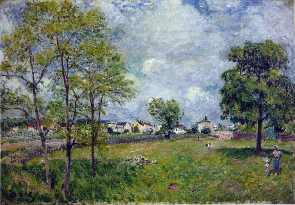 Alfred Sisley View of the Village, Gallery Wrapped Canvas Print, 18"x27"