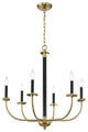 Craftmade Stanza 6 Light Chandelier 54826-FBSB, Flat Black/Satin Brass