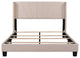 Gewnee Queen Size Velvet Upholstered Platform Bed in Beige