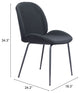Dining Chair, Set of 2, Steel Metal, Fabric, Black, Black, Kitchen Cafe Bistro