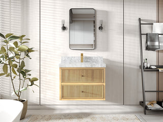 Sonoma Floating 30" Single Sink in Light Natural With 2" Carrara Marble